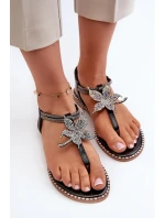 Dámské Ploché Sandály S Ozdobným Stříbrné model 21662044 - EVENTO Dámské Ploché Sandály S Ozdobným Stříbrné model 21662044 - EVENTO