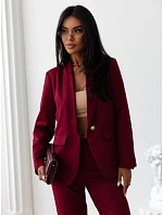 Elegantní dámský kostým – sako a kalhoty v barvě bordó, FashionStreet AY1246 Elegantní dámský kostým – sako a kalhoty v barvě bordó, FashionStreet AY1246