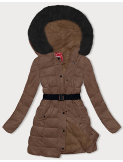 Hnedá páperová dámska zimná bunda (2M-007)