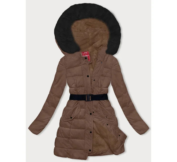 Hnědá péřová dámská zimní bunda model 21245971 - LHD Hnědá péřová dámská zimní bunda model 21245971 - LHD