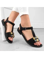 Zirkónové pohodlné sandále S.Barski W OLI261A black Zirkónové pohodlné sandále S.Barski W OLI261A black