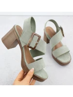 Dámské semišové sandály na jehlovém podpatku zelené model 22015546 - Potocki