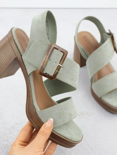 Dámské semišové sandály na jehlovém podpatku zelené model 22015546 - Potocki