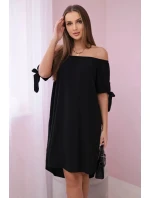 Šaty viazané na rukávy čierne Šaty viazané na rukávy čierne