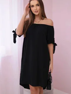 Šaty viazané na rukávy čierne