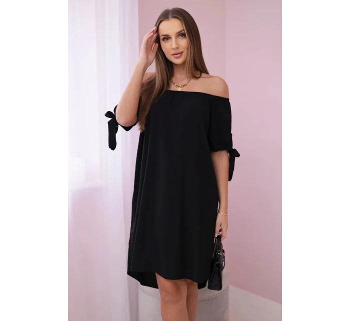Šaty viazané na rukávy čierne Šaty viazané na rukávy čierne