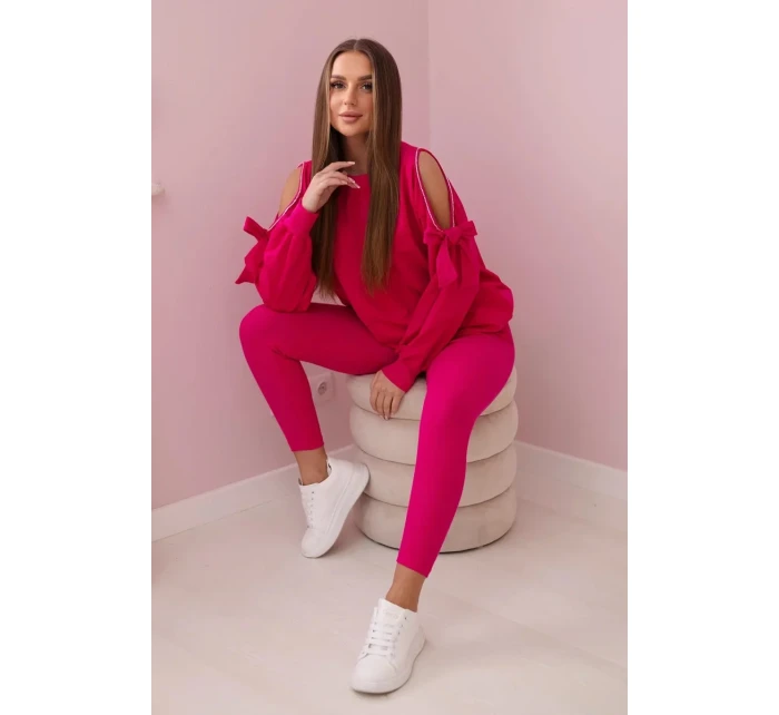 Sada mikiny s mašlí na rukávech a model 19747420 fuchsie - K-Fashion
