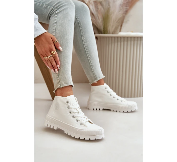 Trampki Damskie Z Cholewką Za Kostkę Big Star OO274009 Białe