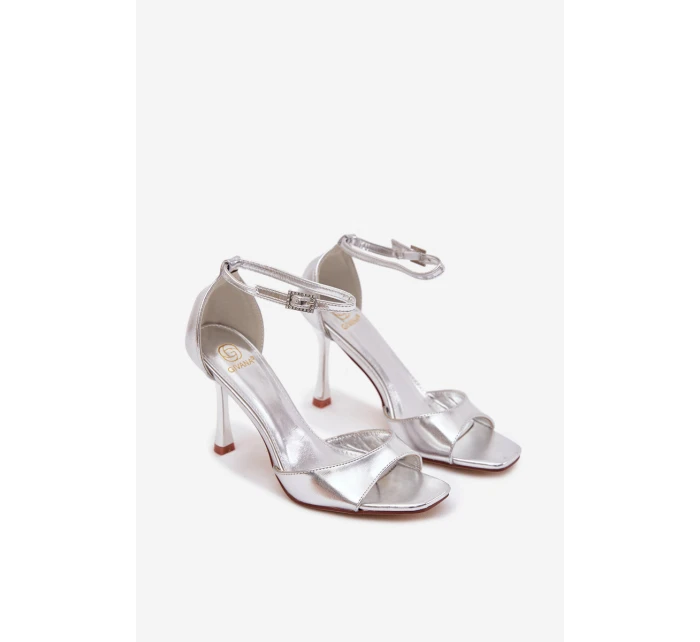 Sandály Na Podpatku Stříbrné model 21788230 - Boto Sandály Na Podpatku Stříbrné model 21788230 - Boto