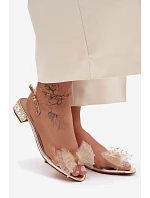 Dámské sandály průhledné s mašlí D&A MR61-9001 zlaté