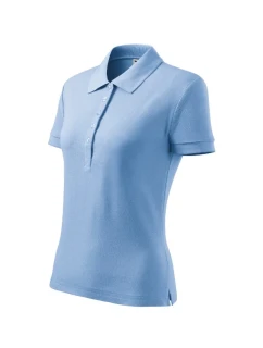 Bavlnené ťažké dámske polo tričko sky blue