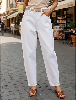 Jeansy damskie fit z wysokim stanem białe model 22144350 - FashionStreet