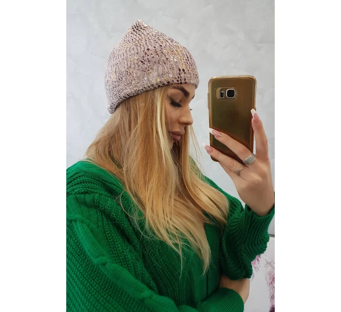 Čiapka s mohérom Leopard K233 púdrovo ružová