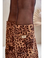 Dámské Kozačky Na Podpatku Kolena Leopardí Hnědé model 21679655 - Boto