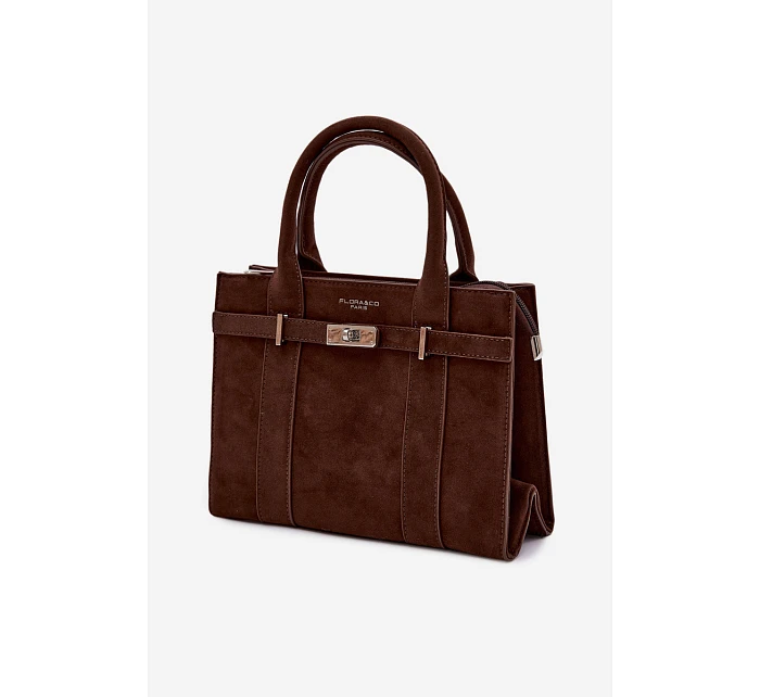 Kabelka typu Kufr z imitace semiše čokoládová Noressa