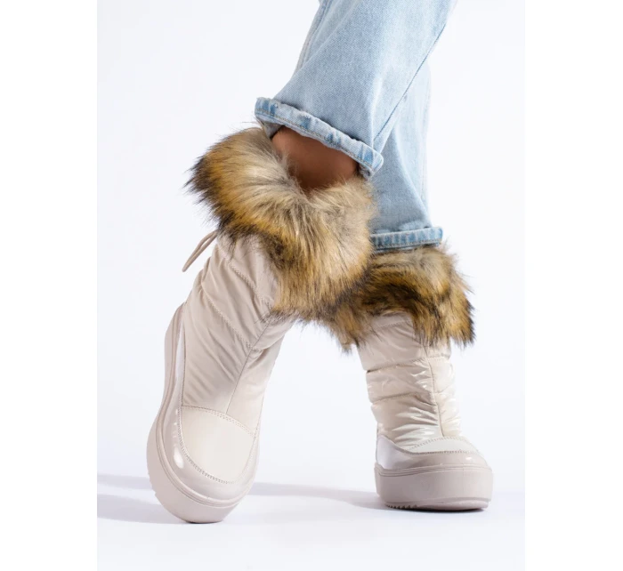 Moderní dámské zlaté sněhule platforma Moderní dámské zlaté sněhule platforma