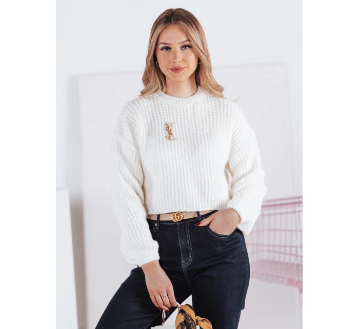 Dámsky oversize sveter BILLIS ecru FashionStreet MY2284 Dámsky oversize sveter BILLIS ecru FashionStreet MY2284