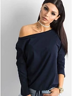 Tmavě modrá volná dámská halenka se zavazováním na spodním model 20835853 - Factory Price Tmavě modrá volná dámská halenka se zavazováním na spodním model 20835853 - Factory Price