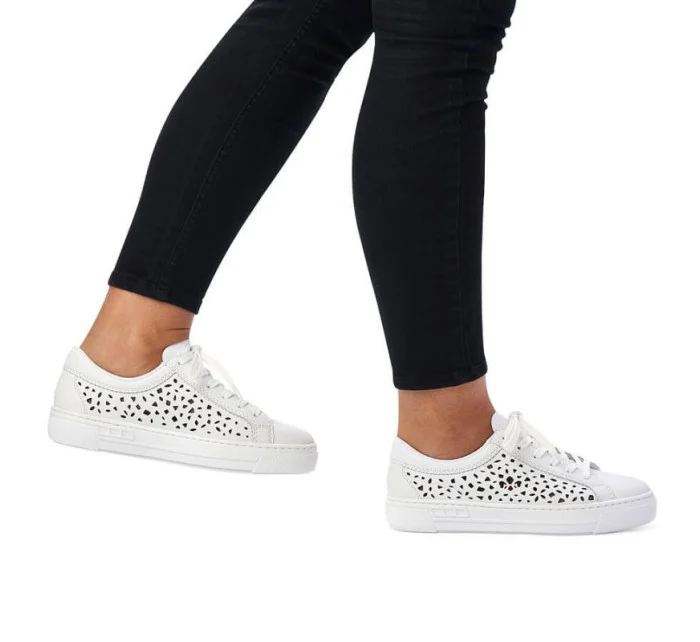 Pohodlné kožené topánky Rieker W RKR641 white