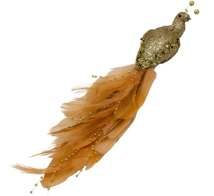 OZDOBNÝ VTÁK NA KLIPE 38CM ZLATÝ