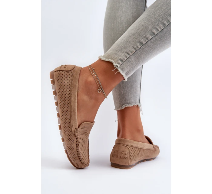 Dámské semišové mokasíny tmavě béžové model 21653934 - Boto