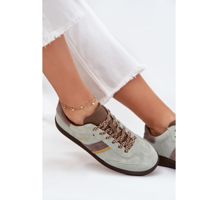 Zamszowe Niskie Sneakersy Damskie Big Star SS274678 HI-POLY SYSTEM Miętowe