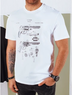 Pánske biele tričko s potlačou FashionStreet RX5429
