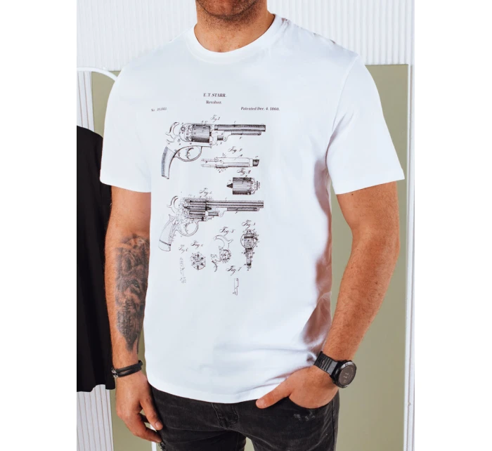 Pánske biele tričko s potlačou FashionStreet RX5429