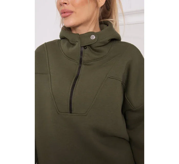 Khaki mikina s kapucňou