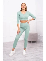 Pruhovaná souprava krátký top tmavě mátový Pruhovaná souprava krátký top tmavě mátový