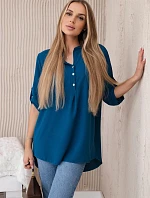 Blúzka s predĺženým zadným dielom námorníckej farby