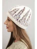 Dámská zimní čepice z vlny s krystaly model 21750402 grafitová - K-Fashion Dámská zimní čepice z vlny s krystaly model 21750402 grafitová - K-Fashion