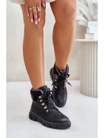 Damskie Ocieplane Botki Trapery Na Zamek Czarne Mevanisa