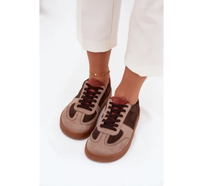 Skórzane Zamszowe Sneakersy Barefoot Damskie Zazoo N1277 Brązowe