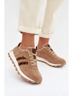 Dámské semišové tenisky na platformě Leopardí vzor model 22013938 Hnědé - S.Barski