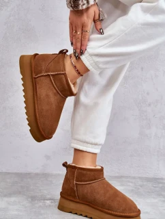 Módne semišové nízke snežnice Camel Nucca