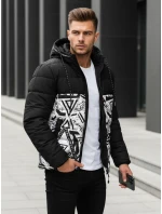 Pánska prešívaná zimná bunda s kapucňou čierna FashionStreet TX5131 Pánska prešívaná zimná bunda s kapucňou čierna FashionStreet TX5131