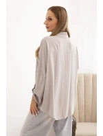 Dámska košeľa z viskózy s ozdobnými gombíkmi a fango golierom