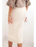 Dámska viskózna ceruzková sukňa s elastickým pásom béžová Dámska viskózna ceruzková sukňa s elastickým pásom béžová
