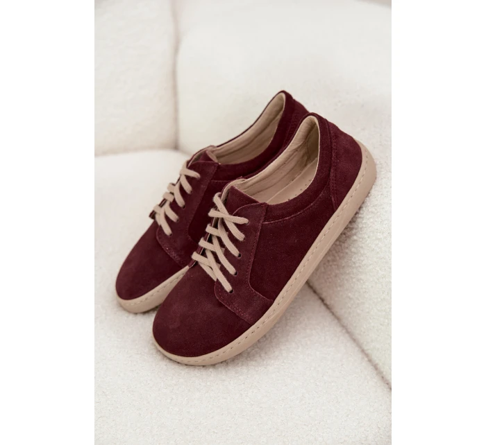 Trampki Typu Barefoot Z Naturalnego Zamszu Zazoo 314 Bordowe