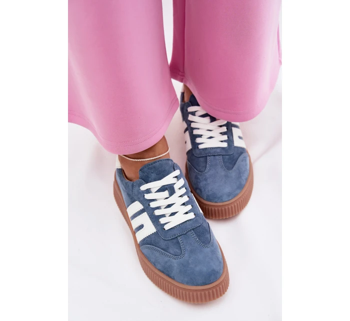 Dámské tenisky z přírodního semiše modré model 22027724 - EVENTO