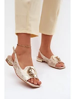 Dámské sandály Ploché S ozdobou model 22133543 Zlaté - S.Barski