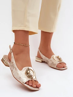 Dámské sandály Ploché S ozdobou model 22133543 Zlaté - S.Barski
