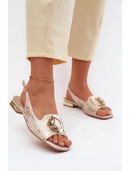Dámské sandály Ploché S ozdobou model 22133543 Zlaté - S.Barski