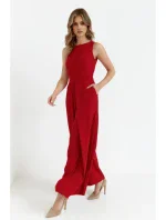 K184 Kombinéza so širokými nohavicami - červená