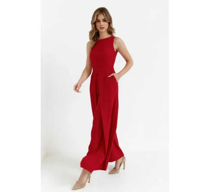 K184 Kombinéza so širokými nohavicami - červená