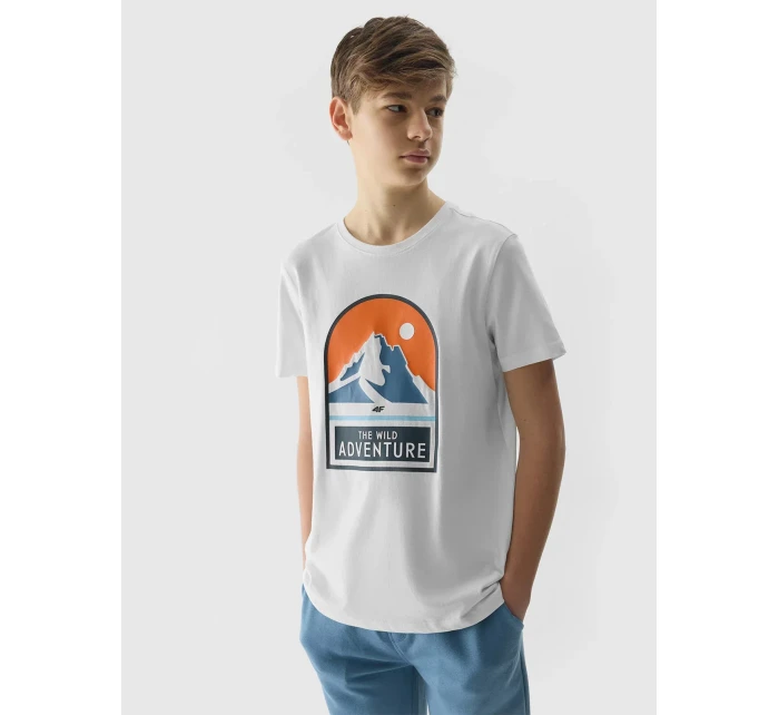 Chlapčenské tričko z organickej bavlny 4F - biele Chlapčenské tričko z organickej bavlny 4F - biele