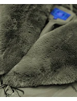 Dlhá zimná bunda s kožušinovým golierom khaki (j9-071) Dlhá zimná bunda s kožušinovým golierom khaki (j9-071)