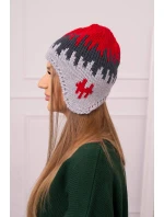 Dámska čiapka Nikol K405 červená+grafitová+tmavo šedá Dámska čiapka Nikol K405 červená+grafitová+tmavo šedá