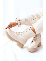 Wysokie Botki Workery Beżowe Rozelle Wysokie Botki Workery Beżowe Rozelle